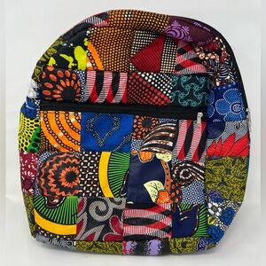 African Kente Pattern Patchwork Backpack Unisex Afrocentric Print School Bag BHM